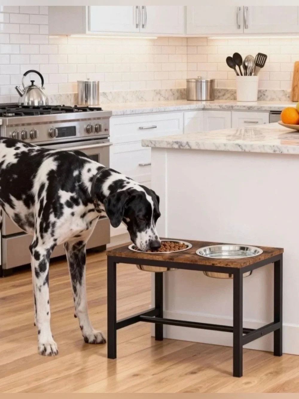 Piskyet Extra Large Elevated Dog Bowls Metal Raised Dog Bowl Stand 2 XLarge bowl